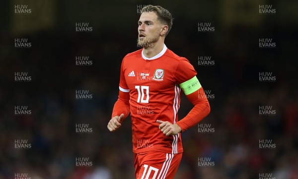 111018 - Wales v Spain - International Friendly - Aaron Ramsey of Wales wearing the captain armband