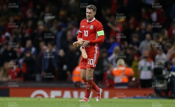 111018 - Wales v Spain - International Friendly - Dejected Aaron Ramsey of Wales at full time