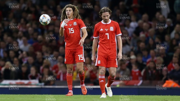 111018 - Wales v Spain - International Friendly - Ethan Ampadu and Joe Allen of Wales