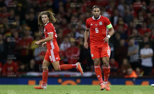 111018 - Wales v Spain - International Friendly - Ethan Ampadu and Ashley Williams of Wales