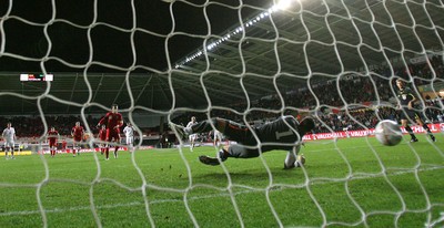 07.10.11 -  Wales v Switzerland, Euro 2012 Qualifying Match -  Wales' Aaron Ramsey beats Switzerland's keeper Diego Benaglio to score from the penalty spot  