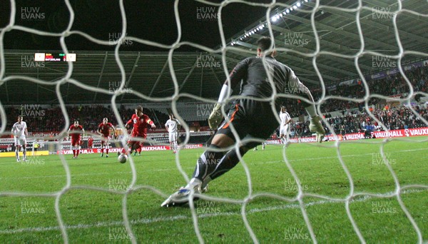 07.10.11 -  Wales v Switzerland, Euro 2012 Qualifying Match -  Wales' Aaron Ramsey beats Switzerland's keeper Diego Benaglio to score from the penalty spot  