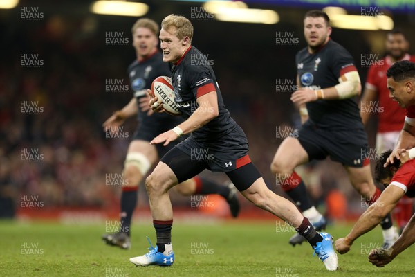 171118 - Wales v Tonga - Under Armour Series - Aled Davies of Wales runs in to score a try