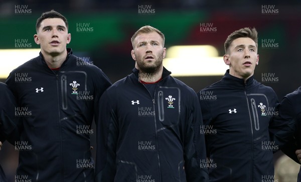 171118 - Wales v Tonga - Under Armour Series - Seb Davies, Ross Moriarty and Josh Adams of Wales