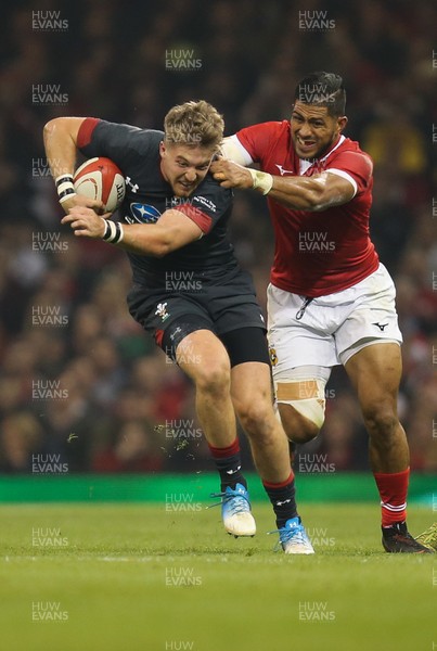171118 - Wales v Tonga, Under Armour Series 2018 - Tyler Morgan of Wales looks to break away