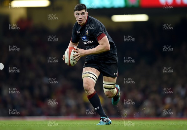 171118 - Wales v Tonga - Under Armour Series -  Seb Davies of Wales gets into space