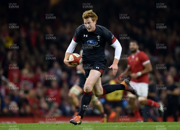 171118 - Wales v Tonga - Under Armour Series -  Rhys Patchell of Wales runs in to score a try