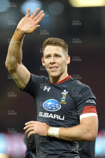 171118 - Wales v Tonga - Under Armour Series - Liam Williams of Wales celebrates his 50th cap