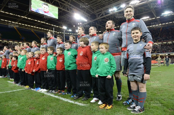 221113 - Wales Tonga - Dove Men Series -Ryan Jones of Wales with mascot and YouTube sensation,  Logan James