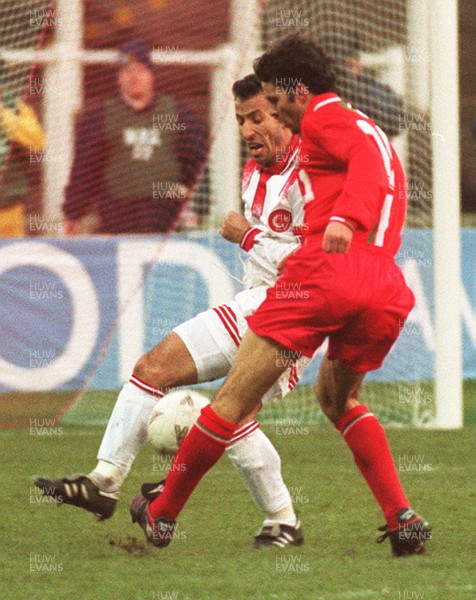 141296 - Wales v Turkey - Ryan Giggs of Wales takes on Recep Cetin