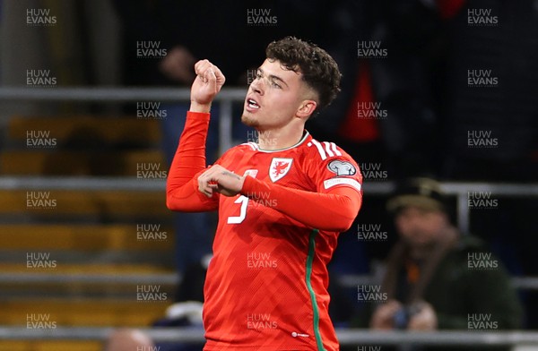 211123 - Wales v Turkey - UEFA Euro 2024 Qualifier - Neco Williams of Wales celebrates scoring a goal