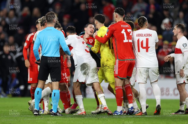 211123 - Wales v Turkey - UEFA Euro 2024 Qualifier - Tensions boil over between the teams at full time