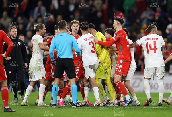 211123 - Wales v Turkey - UEFA Euro 2024 Qualifier - Tensions boil over between the teams at full time