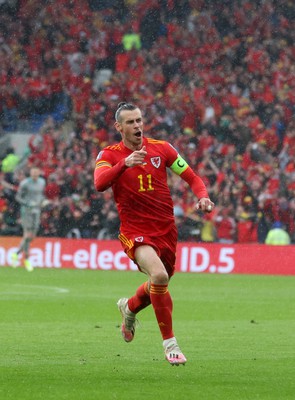 050622 -  Wales v Ukraine, World Cup Qualifying Play Off Final - Gareth Bale of Wales celebrates scoring the first goal of the game