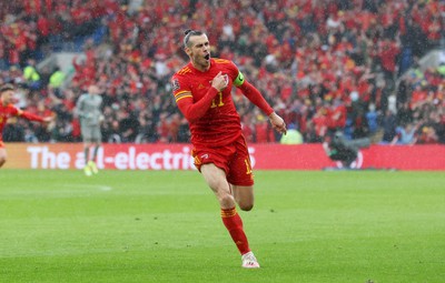 050622 -  Wales v Ukraine, World Cup Qualifying Play Off Final - Gareth Bale of Wales celebrates scoring the first goal of the game