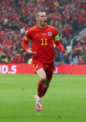 050622 -  Wales v Ukraine, World Cup Qualifying Play Off Final - Gareth Bale of Wales celebrates scoring the first goal of the game