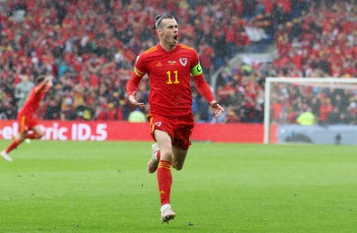 050622 -  Wales v Ukraine, World Cup Qualifying Play Off Final - Gareth Bale of Wales celebrates scoring the first goal of the game