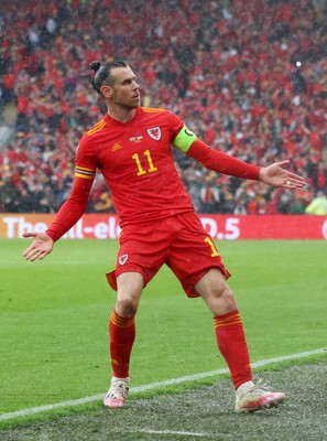 050622 -  Wales v Ukraine, World Cup Qualifying Play Off Final - Gareth Bale of Wales celebrates scoring the first goal of the game