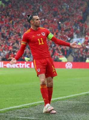 050622 -  Wales v Ukraine, World Cup Qualifying Play Off Final - Gareth Bale of Wales celebrates scoring the first goal of the game