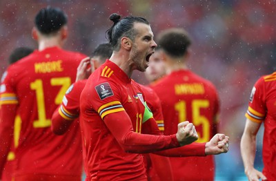 050622 -  Wales v Ukraine, World Cup Qualifying Play Off Final - Gareth Bale of Wales celebrates scoring the first goal of the game