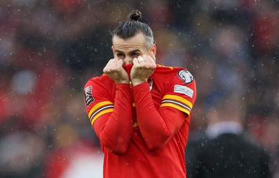 050622 -  Wales v Ukraine, World Cup Qualifying Play Off Final - Gareth Bale of Wales in disbelief as Wales qualify for the World Cup