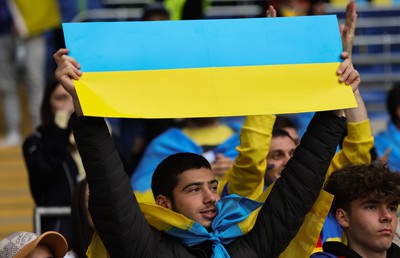 050622 -  Wales v Ukraine, World Cup Qualifying Play Off Final - Ukrainian fans ahead of the match