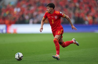 050622 -  Wales v Ukraine, World Cup Qualifying Play Off Final - Neco Williams of Wales in action during the match