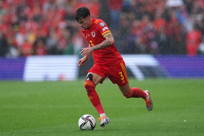 050622 -  Wales v Ukraine, World Cup Qualifying Play Off Final - Neco Williams of Wales in action during the match