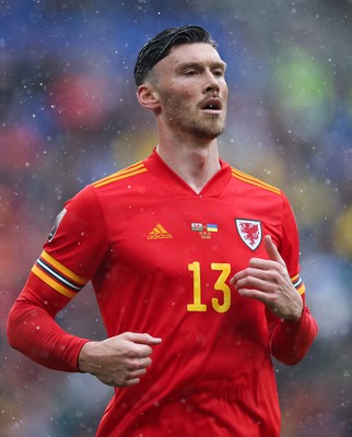 050622 -  Wales v Ukraine, World Cup Qualifying Play Off Final - Kieffer Moore of Wales during the match