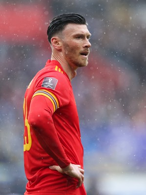 050622 -  Wales v Ukraine, World Cup Qualifying Play Off Final - Kieffer Moore of Wales during the match