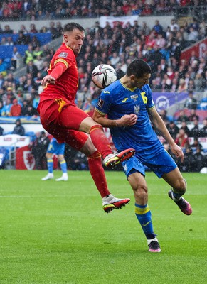 050622 -  Wales v Ukraine, World Cup Qualifying Play Off Final - Aaron Ramsey of Wales and Taras Stepanenko of Ukraine compete for the ball