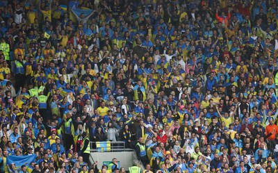 050622 -  Wales v Ukraine, World Cup Qualifying Play Off Final - Ukraine fans during the match