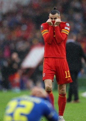 050622 -  Wales v Ukraine, World Cup Qualifying Play Off Final - Gareth Bale of Wales reacts on the final whistle