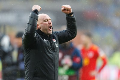 050622 -  Wales v Ukraine, World Cup Qualifying Play Off Final - Wales head coach Rob Page celebrates after the final whistle