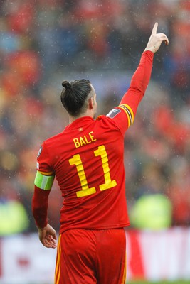 050622 -  Wales v Ukraine, World Cup Qualifying Play Off Final - Gareth Bale of Wales celebrates after the final whistle