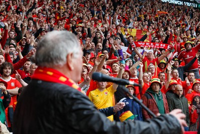 050622 -  Wales v Ukraine, World Cup Qualifying Play Off Final - Dafydd Iwan sings Yma o Hyd before the match