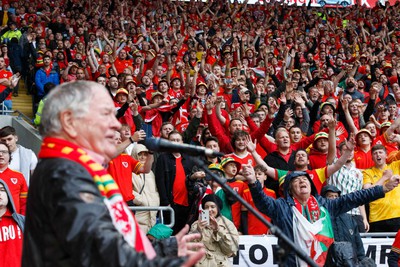 050622 -  Wales v Ukraine, World Cup Qualifying Play Off Final - Dafydd Iwan sings Yma o Hyd before the match