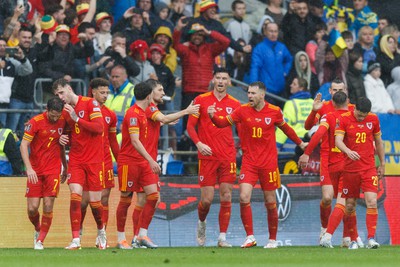 050622 -  Wales v Ukraine, World Cup Qualifying Play Off Final - Wales celebrates after scoring a goal