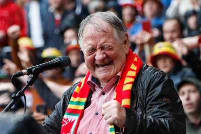 050622 -  Wales v Ukraine, World Cup Qualifying Play Off Final - Dafydd Iwan sings Yma o Hyd