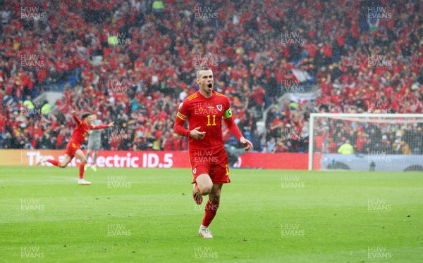 050622 -  Wales v Ukraine, World Cup Qualifying Play Off Final - Gareth Bale of Wales celebrates scoring the first goal of the game