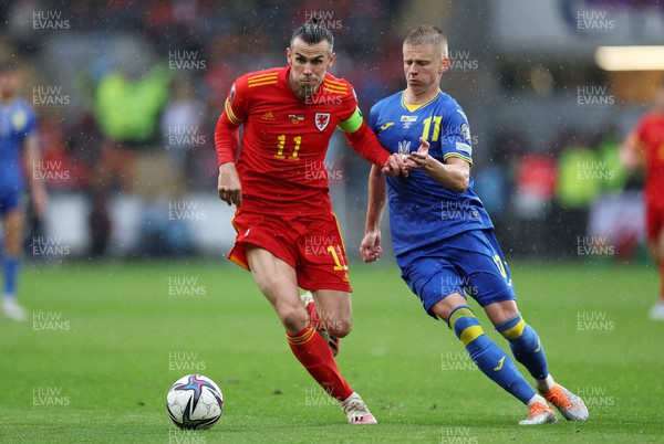 050622 -  Wales v Ukraine, World Cup Qualifying Play Off Final - Gareth Bale of Wales is challenged by Oleksandr Zinchenko of Ukraine