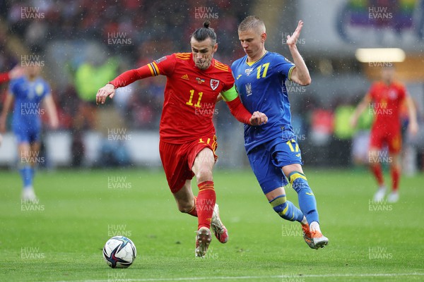 050622 -  Wales v Ukraine, World Cup Qualifying Play Off Final - Gareth Bale of Wales is challenged by Oleksandr Zinchenko of Ukraine