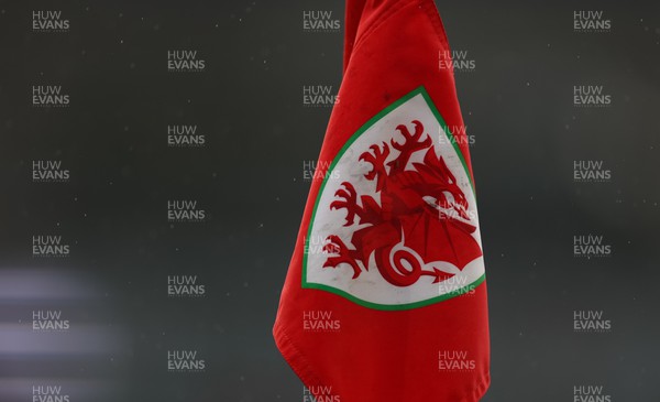 050622 -  Wales v Ukraine, World Cup Qualifying Play Off Final - A Wales corner flag with the FAW logo