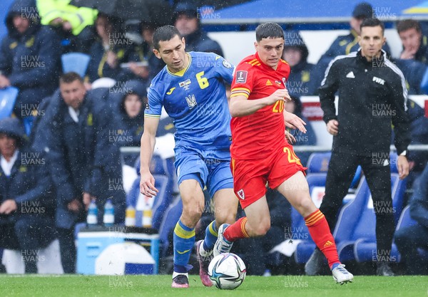 050622 -  Wales v Ukraine, World Cup Qualifying Play Off Final - Dan James of Wales takes on Taras Stepanenko of Ukraine