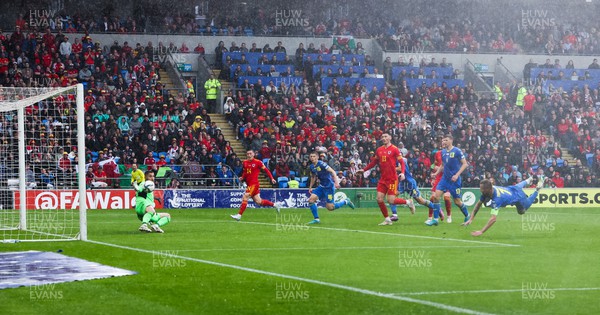 050622 -  Wales v Ukraine, World Cup Qualifying Play Off Final - Andriy Yarmolenko of Ukraine deflects Gareth Bale’s free kick into the Ukraine net to give Wales the winning goal