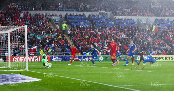 050622 -  Wales v Ukraine, World Cup Qualifying Play Off Final - Andriy Yarmolenko of Ukraine deflects Gareth Bale’s free kick into the Ukraine net to give Wales the winning goal