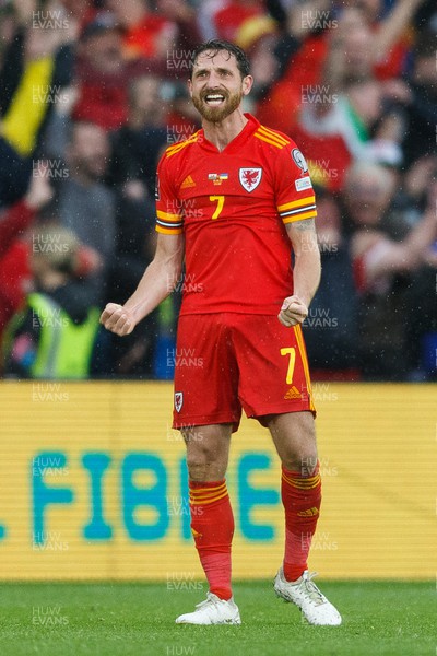 050622 -  Wales v Ukraine, World Cup Qualifying Play Off Final - Joe Allen of Wales celebrates after the final whistle
