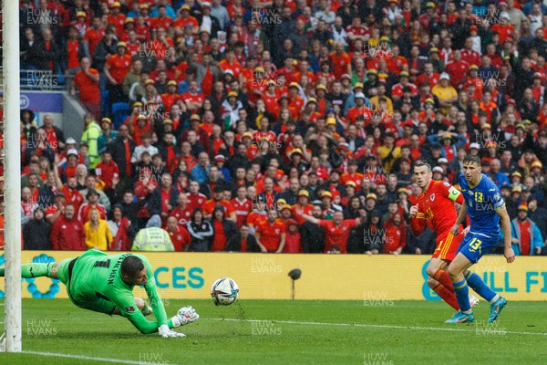 050622 -  Wales v Ukraine, World Cup Qualifying Play Off Final - Georgi Bushchan of Ukraine saves a shot on goal from Gareth Bale of Wales