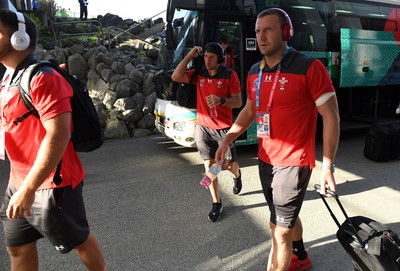 131019 - Wales v Uruguay - Rugby World Cup - Pool D - Justin Tipuric and Hadleigh Parkes arrive at the stadium