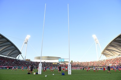 131019 - Wales v Uruguay - Rugby World Cup - Pool D - General View as Wales warm up